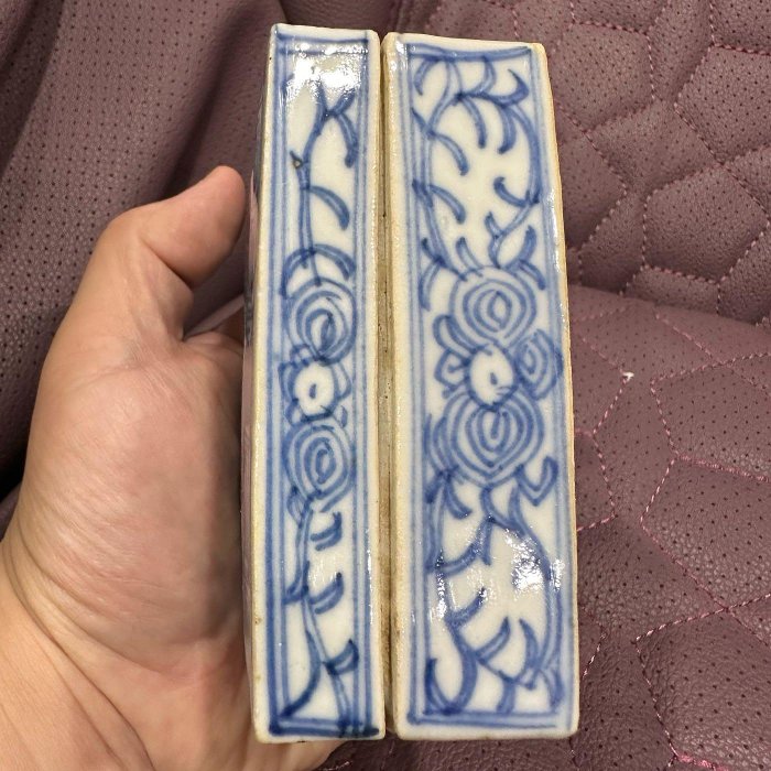 清中期青花纏枝蓮印泥盒，長10公分、寬7.5、高4公分| Yahoo拍賣