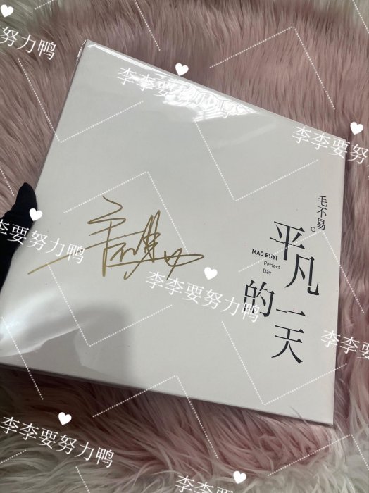 毛不易親筆簽名黑膠《平凡的一天》黑白雙面雙lp 12寸毛不易首張黑膠雙