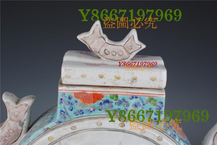 清乾隆粉彩花鳥紋三魚壺古董古玩古瓷器文玩藝術收藏品高39厘米寬38厘米