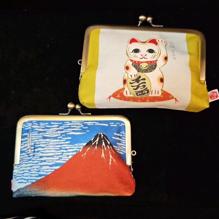 日本風情日本製Zipang傳統珠扣布錢包零錢包《浮世繪名畫富士山》《吉祥