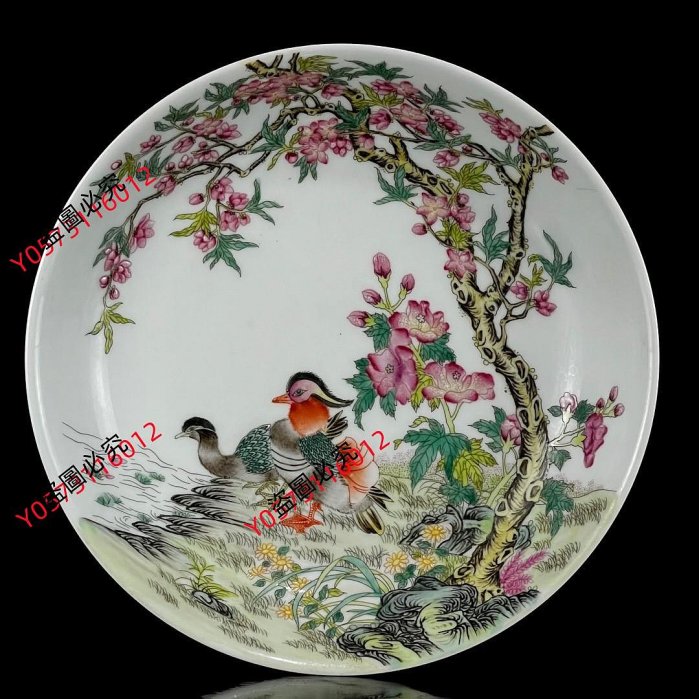 清雍正御制粉彩鴛鴦花卉紋對盤。高4.5*21.3。DJ96@@5829630古玩收藏