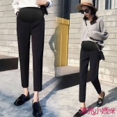 漂亮小媽咪 【P1683】 春夏 韓系 微彈 孕婦托腹褲 高腰托腹褲 孕婦 高腰 西裝褲 九分褲 哈倫褲 老