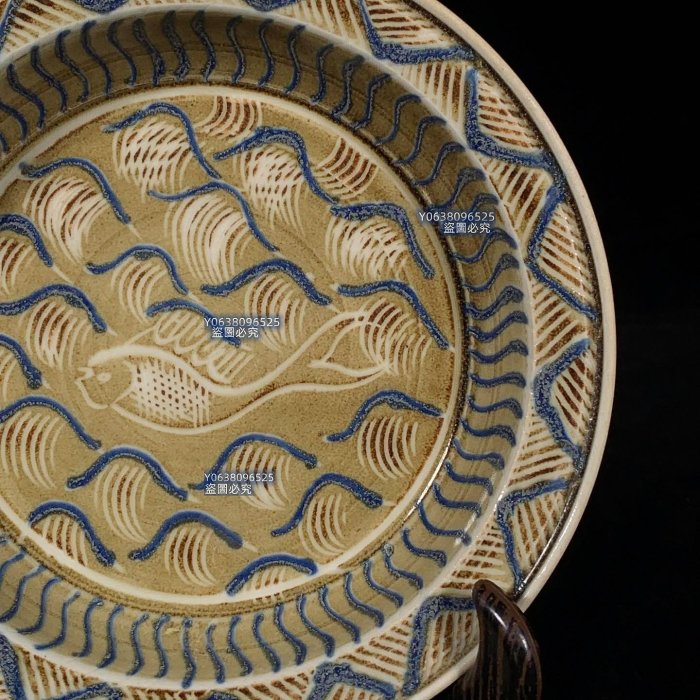 宋定窯褐彩繪魚紋折沿洗，高3直徑15cm，2001253 官窯汝瓷建窯【古雲