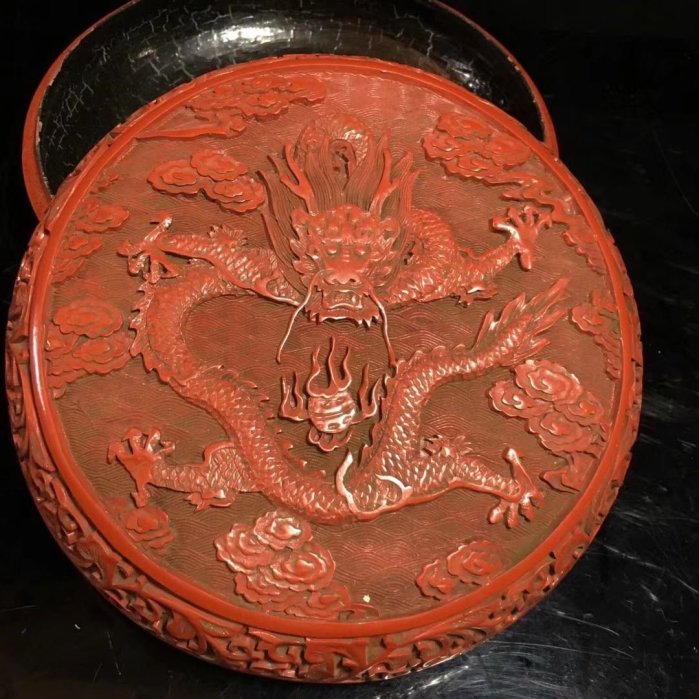 中国美術　清時代 赤漆透彫金彩花龍文細密彫書箱 古美術　時代物 旧蔵家具 中国美術 清時代 赤漆透彫金彩花龍文細密彫書箱 古美術 時代物 旧蔵