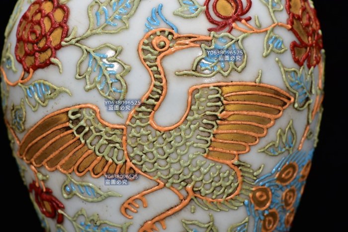 瀝粉描金鳳穿牡丹紋梅瓶16*10m10001256 青花琺瑯彩五彩二手【古雲