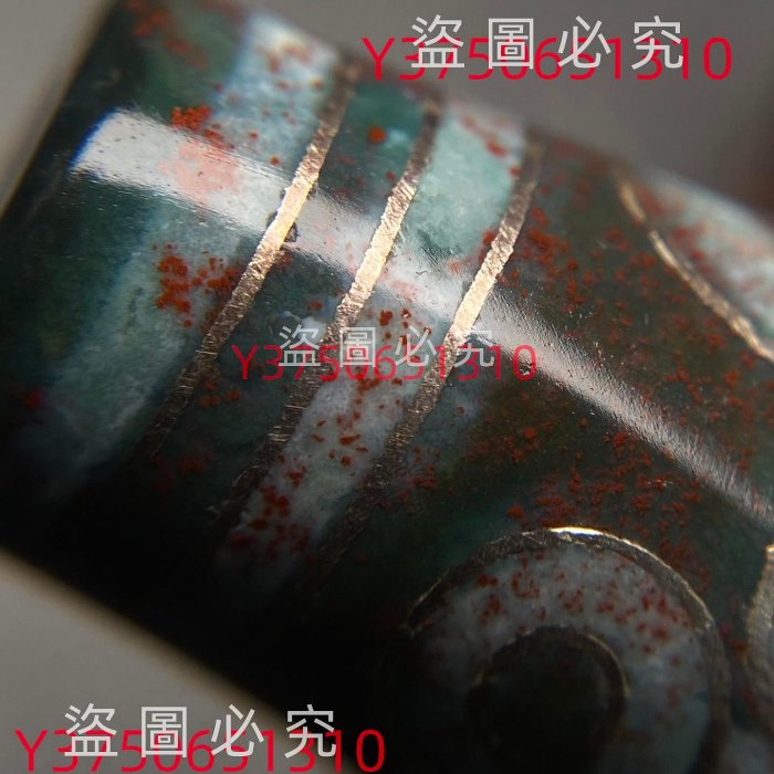 260藏區回流料鑲嵌銀絲滿朱砂十眼天珠尺寸：59*15毫重量22. 古玩收藏天