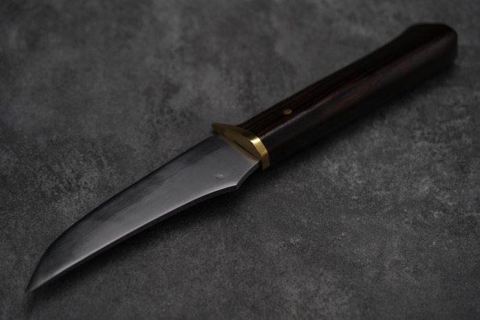 秋友義彦鍛造所🔪白二鋼甲伏造(本燒) 富士小刀(雙面刃) 15cm🔪 | Yahoo拍賣