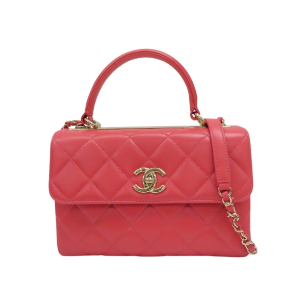 CHANEL 香奈兒 粉色 菱格紋 羊皮 Trendy CC 兩用包 金扣 A92236 【二手名牌BRAND OFF】
