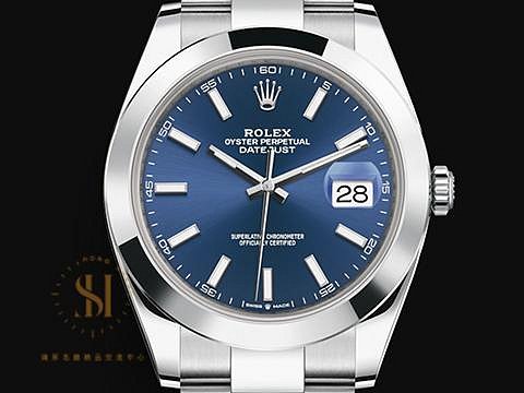 【鴻昇名錶】ROLEX 勞力士 DATEJUST 41 蠔式日誌 126300 不鏽鋼 柱狀時標 藍色面盤 AH081