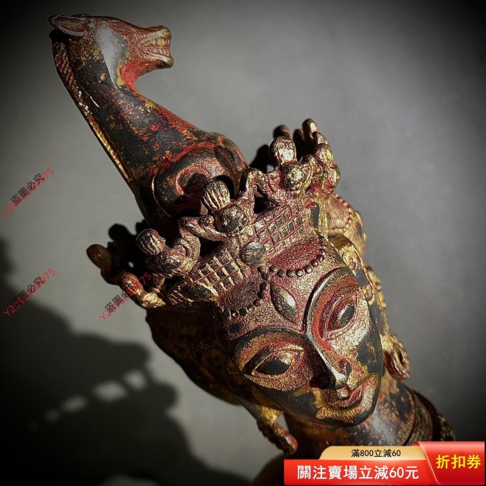 收來的超大尺寸純銅拓金馬頭明王金剛杵三面金剛老普巴杵磨損一流皮殼