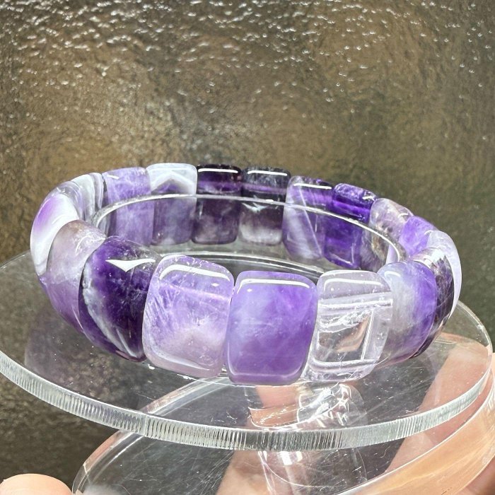 La1515 天然紫水晶手排寬15mm 手圍15公分虎牙紫水晶手排狗牙水晶