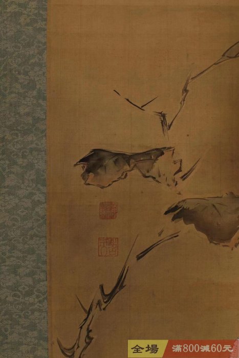 清代《海東青》掛軸無款佚名絹本錦裱骨軸品相完美畫工精道氣韻靜雅不怒