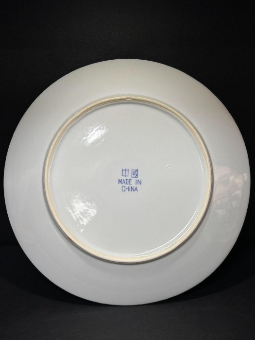景德鎮大尺寸青花梧桐盤直徑30.8cm 嚴選無磕藏品棱角分明青花瓷盤瓦當