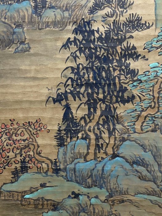 嚴選唐寅山水畫四尺中堂手繪，宣紙精工細作14630hj 實景拍攝裝裱作品