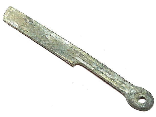 金王記拍寶網】T225 中國古代出土文物春秋戰國戰國青銅刀幣一支