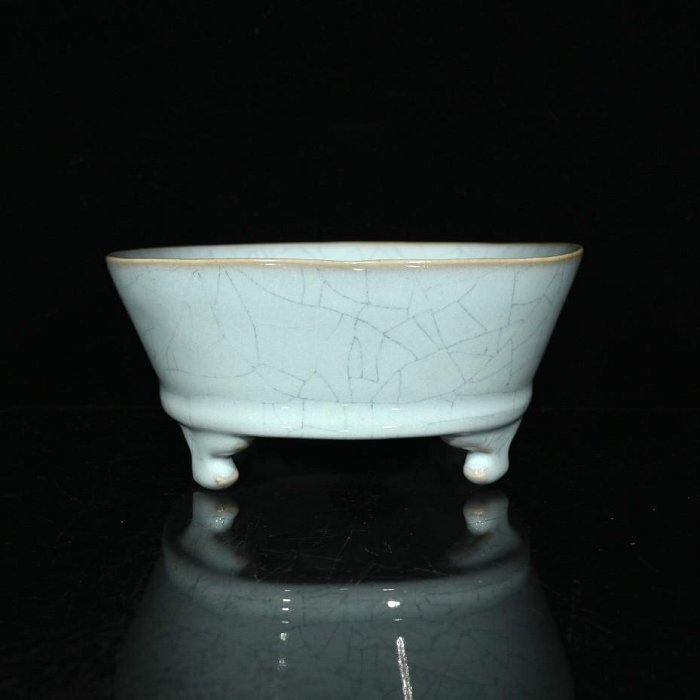 宋代汝窯開片水仙盆4（7.6×23×16.5cm）200116113禦窯、 青花、古玩