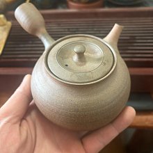 日本回流：常滑燒名家清水北條源二老北條作側把壺急須素燒容量400左右