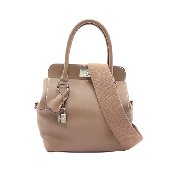 HERMES 愛馬仕 Toolbox 20 Swift 牛皮 大象灰 兩用包 銀扣 T刻 【二手名牌BRAND OFF】