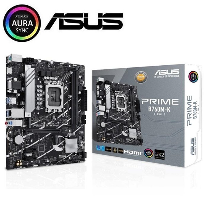 現貨】ASUS 華碩 PRIME B760M-K CSM 主機板 D5 M.2 雙槽 mATX Gen4 【公司貨