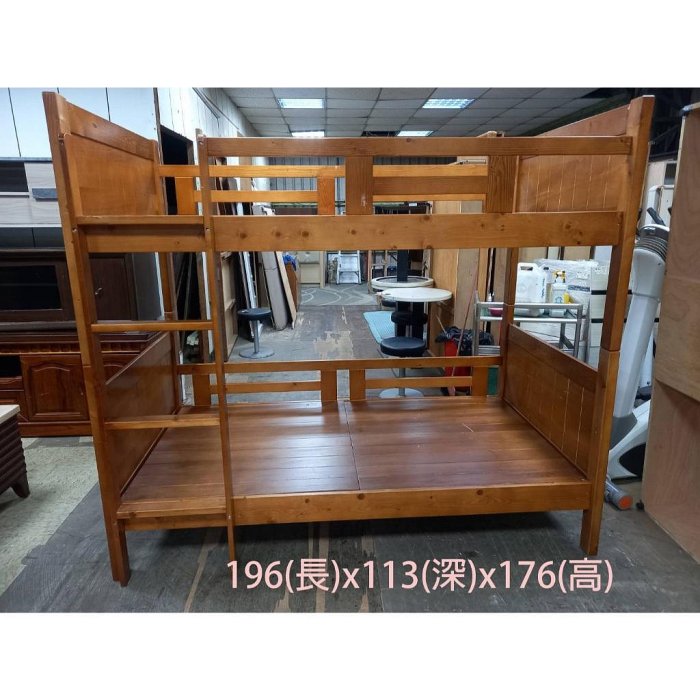 觀音二手家具推薦#老朋友-二手單人加大 實木上下舖 雙層床 實木床架 實木雙層床 宿舍床組 套房家具 台北二手家具推薦