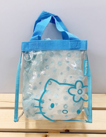 【震撼精品百貨】Hello Kitty 凱蒂貓~Sanrio HELLO KITTY防水收納包/透明手提包-藍#20087