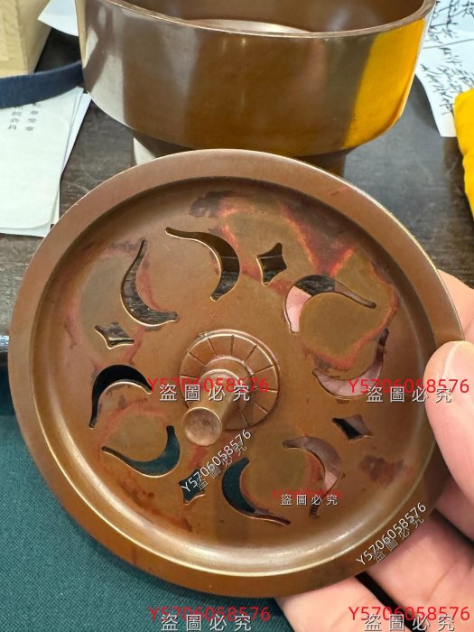 中古日本回流高岡銅器已故金工名家蓮田修吾郎朱銅/斑紫銅香爐。斑紫銅