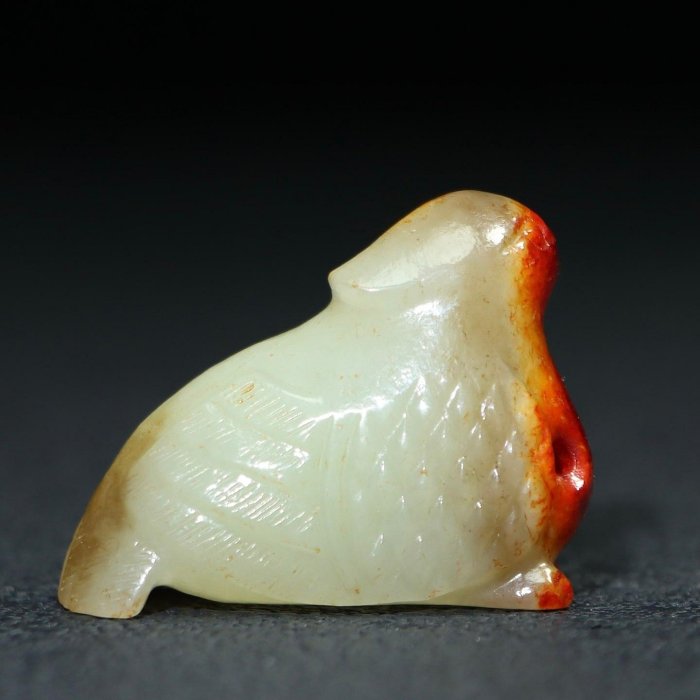 18845和田玉舊藏迴流精品玉鳥玉質剛性細膩油潤包漿醇厚沁色自然雕工