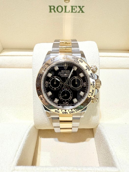 【北林流當品】ROLEX 勞力士 116503G DAYTONA 半金迪通拿 黑色面盤 鑽石時標 2020年原廠保卡
