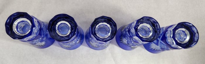 日本古漾】541002 日本帶回日本切子玻璃工藝品美麗時尚藍切子水晶雕花