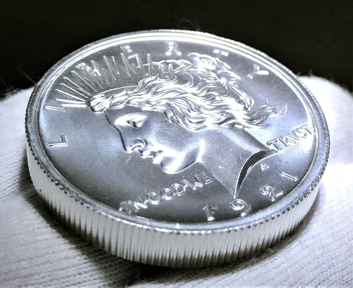 自由銀»高浮雕1921 Peace Dollar 和平美元銀幣(2 toz= 62.2g) #261