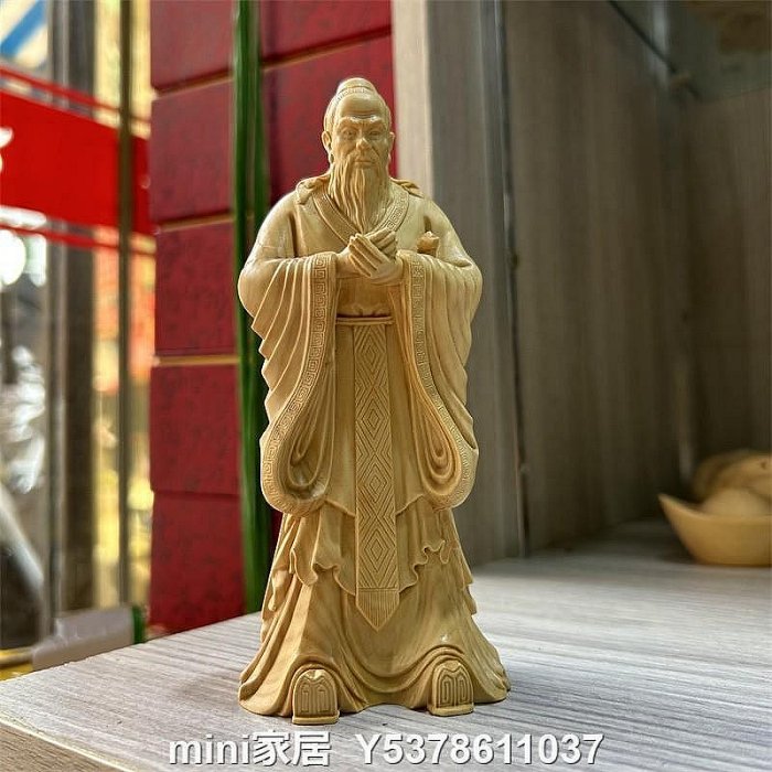 ♥セール天然黄楊（柘植）木 一本木彫り 七福神 布袋尊様立像 手作り