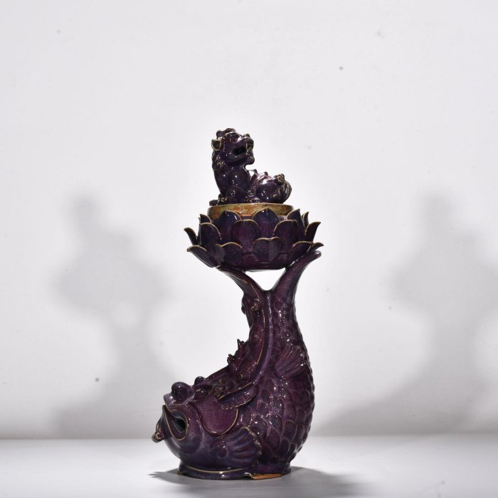 鈞窯 玫瑰紫釉陵花鼓釘三足洗 款 唐物 中国古玩 中国美術 A802as 鈞窯