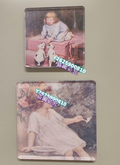 【二手】手工DIY復古亞克力冰箱貼 自己做的 可愛復古人物畫冰箱貼 大小兩 88cm,66cm 古玩 擺件 老物件【萬寶閣】1965