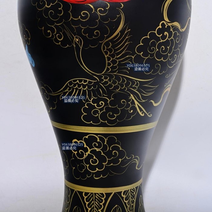 宋汝窯青龍寺款彩繪描金飛天紋大梅瓶，高41.6×22釐米14001067 鈞窯汝瓷