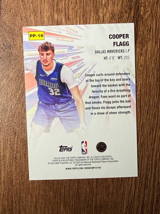 TOPPS FLAGSHIP POWER PLAYER Cooper Flagg RC 新秀2025-26 481