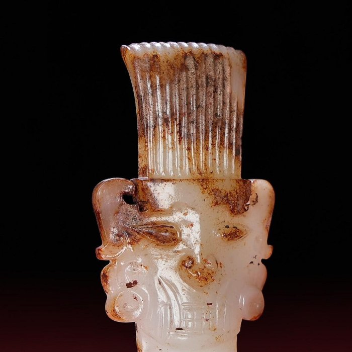 中古 和田白玉雕 福磬紋 透かし彫り 包銀佩 中国美術 玉佩 C1A196 臻品旧藏， 和田白玉神人佩包浆厚重，沁色入骨，工艺精湛，犀利民藏绝