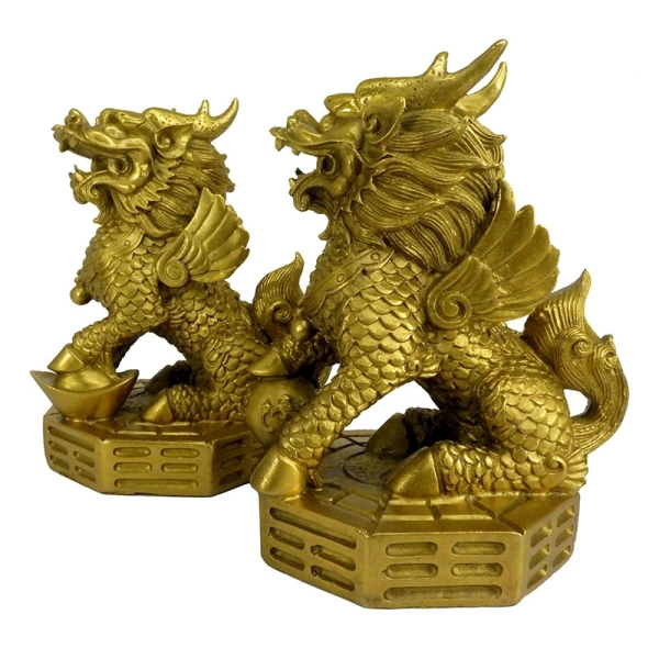 吉祥開運坊】【鎮宅飛天麒麟踩八卦銅製麒麟踩八卦(特大)*1對化樑又招財