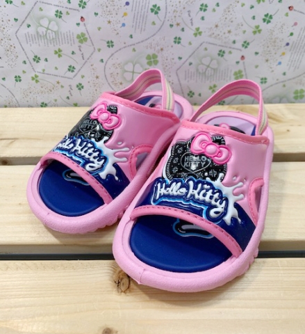 【震撼精品百貨】Hello Kitty 凱蒂貓~臺灣製Hello kitty正版兒童拖鞋-可愛大臉黑藍色(13~18號)#18115