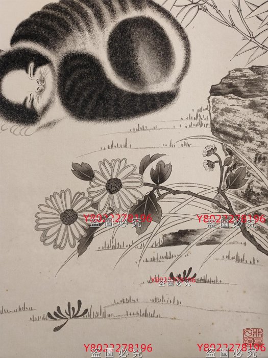 近代名家于非闇花鳥卷軸，材質宣紙，畫芯尺寸39/98厘米，包手繪舊藏