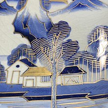 古玩輕鬆拍】大正五年西元1916年百年陶藝家作落款金蒔繪染付春景色山水