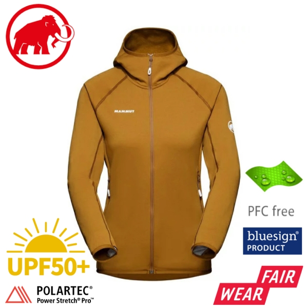 【MAMMUT 長毛象 女 Aconcagua ML Hooded Jacket 刷毛連帽外套《獵豹褐》】1014-04440