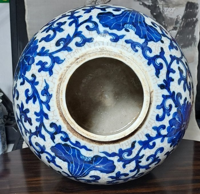 中国　清時代　哥釉青華花鳥紋大瓶　高さ45cm アンティーク　送料込み0604 中国 大清康熙年製 青花 大壺 陶芸古美術 瓶。 - メルカリ