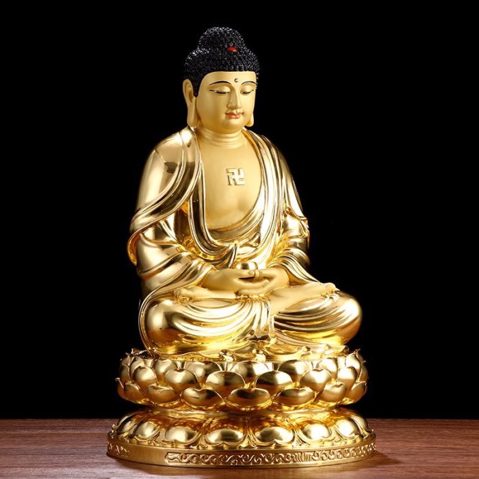 睿智精品】銅佛像神像南無阿彌陀佛法像莊嚴銅製貼金（GA-3712