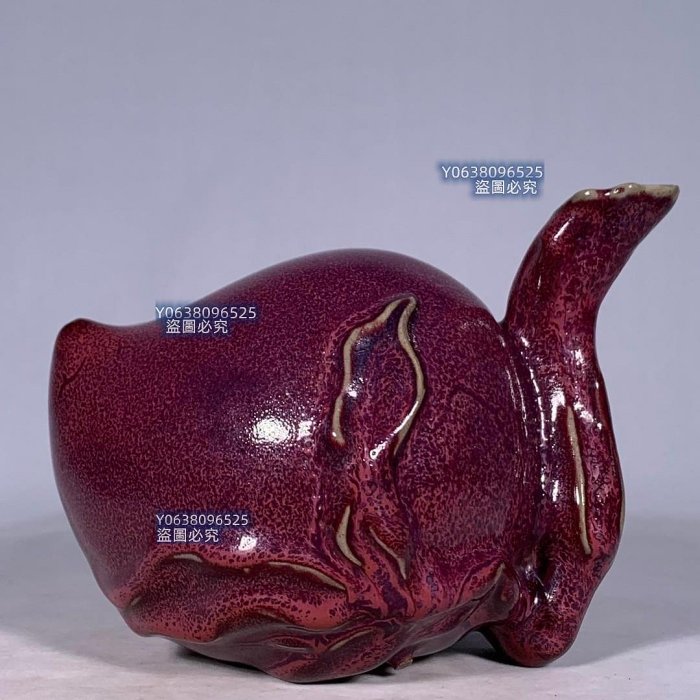 宋鈞窯玫瑰紫釉壽桃形水滴，高13直徑17cm，200155 官窯汝瓷建窯【古雲