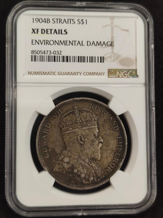 壹圓 銀貨 1904年海峡植民地 本物 海峡植民地、エドワード7世の1ドル銀貨、1904年 | アンティーク