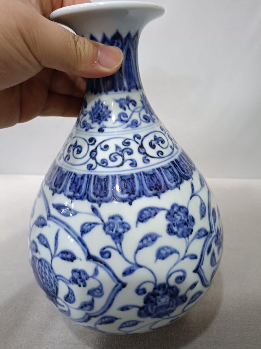 可議價海撈明宣德青花玉壺春瓶，品相以圖為準，整體保存不錯，青花發色