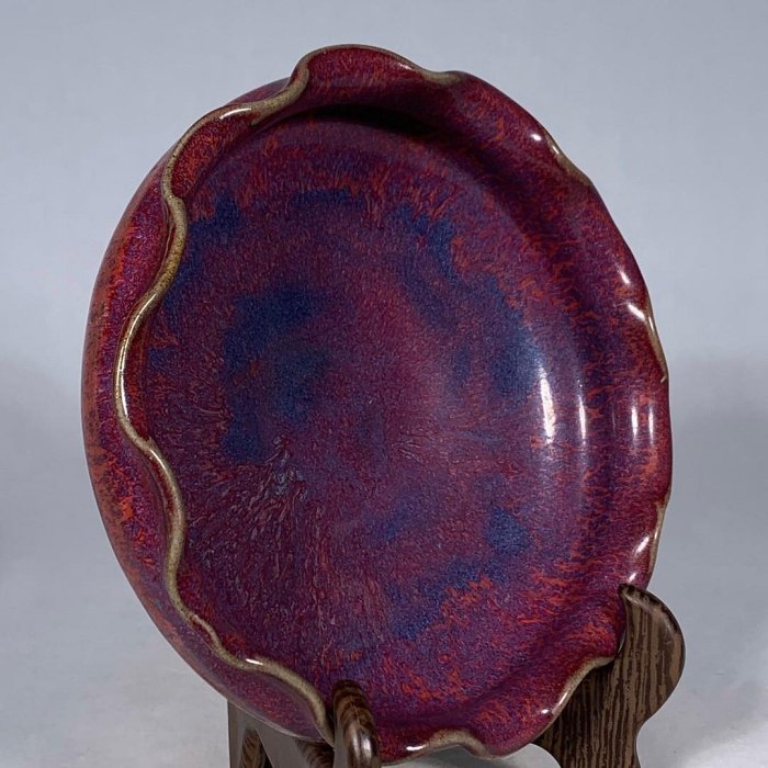 宋鈞窯玫瑰紫釉花口洗，高5直徑15cm，1001584 瓷器官窯汝窯【古雲