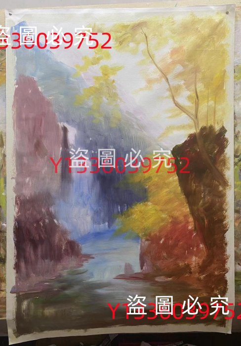 純手繪油畫，山水風景畫瀑布玄關掛畫80×120厘米，已經繃好內框，可直接