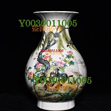 清雍正粉彩花鳥紋瓜棱瓶，高32.2cm直徑22cm26974 瓷器青花粉彩【華夏