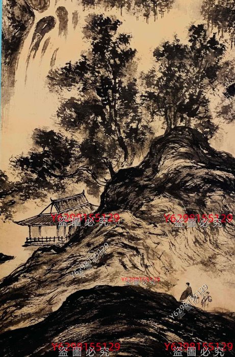 珍藏現代畫家傅抱石手繪山水風景四條屏，傅抱石原名長生、瑞麟，號抱石